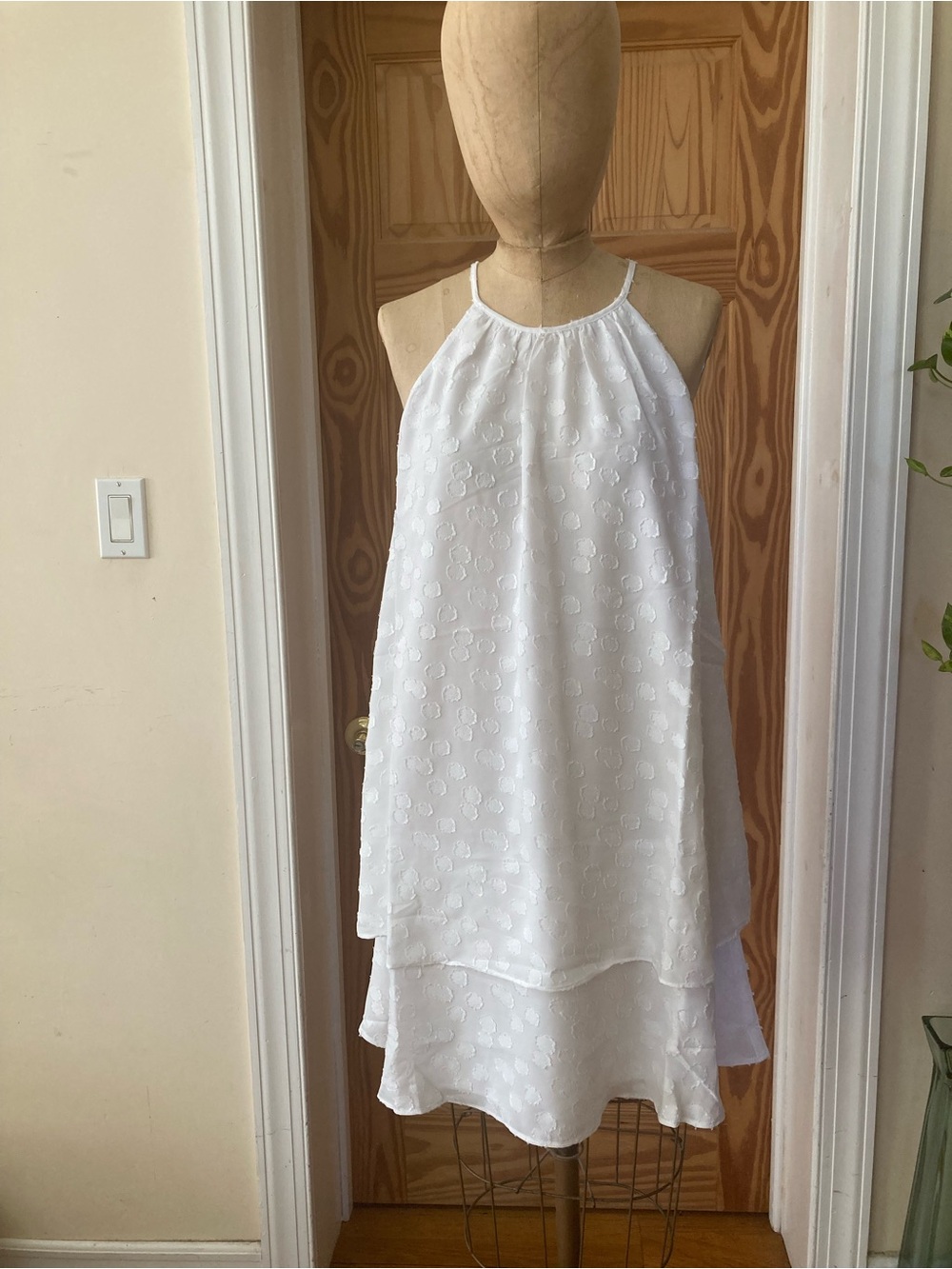 Ann Taylor White Halter Layered Swing Dress size 6 New